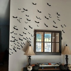Halloween Bat Wall Decorations 3D PVC Bats Stickers Scary Party Props