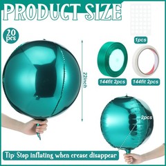 Green 20 Pcs Large Ball Metallic Foil Balloons 22 Inch Giant 4d Round Ball Ba…