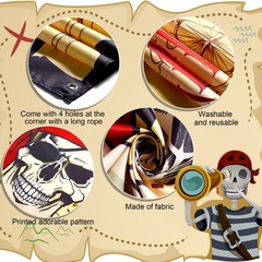 Breling Pirate Party Backdrop Treasure Map 185 x 110 cm, White