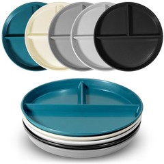 round portion control plate 9 inches, Black, gray, light beige, dark green