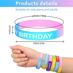 CHRORINE Happy Birthday Rubber Bracelets 12 Styles Silicone Wristbands for Cl…