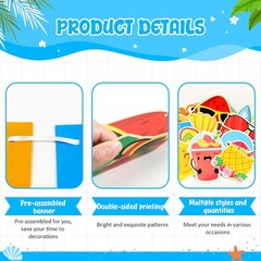 Summer Party Decorations – 61 Pcs Beach Pool Party Decorations Hello Summer Bann