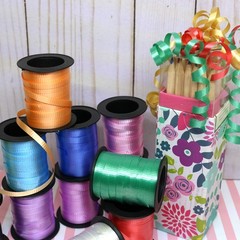 12 Rolls Crimped Curling Ribbon Balloon Strings, Assorted Vivid Colors, 3/16″ X