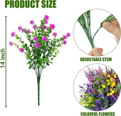 Sggvecsy Artificial Flowers for Outdoors 12 Bundles UV 12 Bundles, Mix