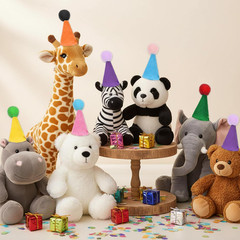 12 Pcs Mini Party Hats for Stuffed Animals Adjustable Cone Hats Birthday Party H