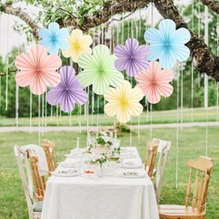 SUNBEAUTY Pastel Paper Flowers Decorations for Wall, Variety Pack,