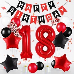 Happy 18th Birthday Decorations For Boys Girls, Red 18 Balloon Numbers 40 Inc…