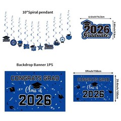 Graduation Decorations 2026 Blue Themed Set Congrats Grad Banner, Class of 2…
