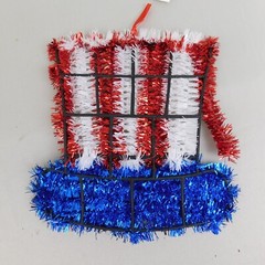 Lot Patriotic Hanging Tinsel Party Decor American Flag Hat Stars & Hearts #3222