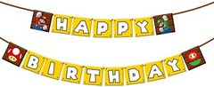 49 Pcs Super Mario Theme Birthday Banner Cake Toppers Balloons Decoration UK