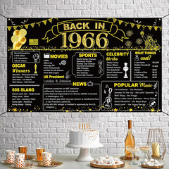 60th Birthday Black Gold Back in 1966 Banner Party Backdrop 180x110cm