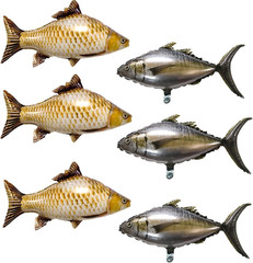 6 Pcs 33Inch Realistic Inflatable Fish Balloons, Carp Tuna Party Balloons for Fi
