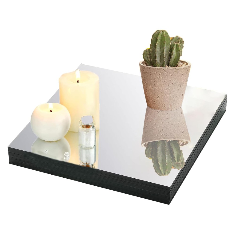 10 PCS 8 Inch Square Mirror Centerpieces Acrylic Tray 2mm Thick Table Decor