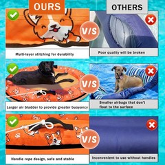 55 x 35 Inch Inflatable Dog Pool Float with Rope, Puppy Raft Floating Mat, Pe…