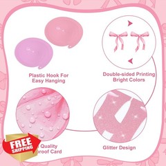 Pasimy Pink Baby Shower Banner Bow