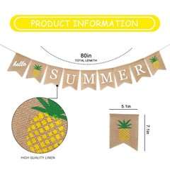 summer banner, hello summer banner, pineapple banner, summer bunting, burlap …