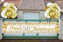 50Th Anniversary Decorations Kit – Large Happy 50Th Anniversary Banner with 18 B