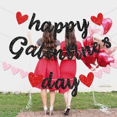 FHGG Glitter Black Happy Galentine’s Day 9 inches x 6.5 inches, black