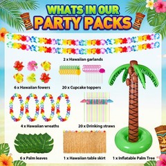 Hawaiian Luau Party Decorations Kit – 60PCS Tropical Summer 62.2 inches