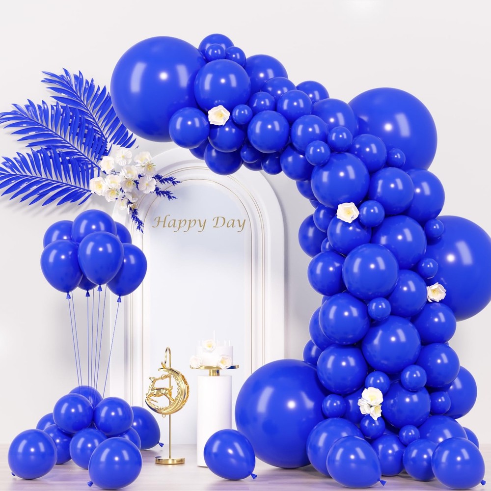 Voircoloria 130pcs Royal Blue Balloons Different Sizes 18″ 12″ 10″ 5″ Party L…