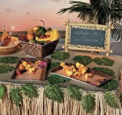Green Artificial Tropical Luau Leaves Table Decoration Hawaiian Beach Party 12pc