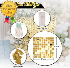 Square Light Gold Sequin Wall Panels Shimmer Wall Birthday Party Backdrop