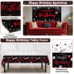 Black and Red Birthday Decorations for Men Women Boys Girls, Black and Red Pa…