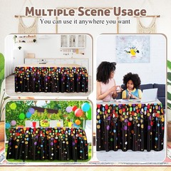 29 in x 9 ft Confetti Table Skirt for Teacher Desk Rectangular Tablecloth Skirt