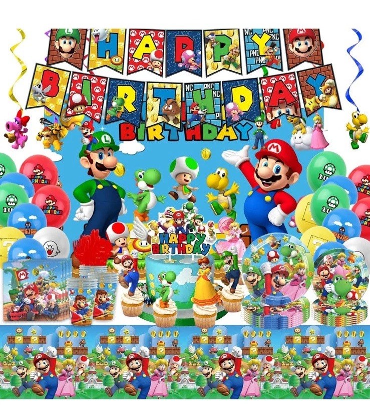 Mario Brothers Happy Birthday 14 In 1 Ultimate Party Decorations, Lg Lot, New