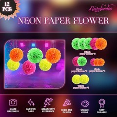 Blacklight Party Decorations – 12 PCS Fluorescent Neon Tissue Paper Pom Poms …