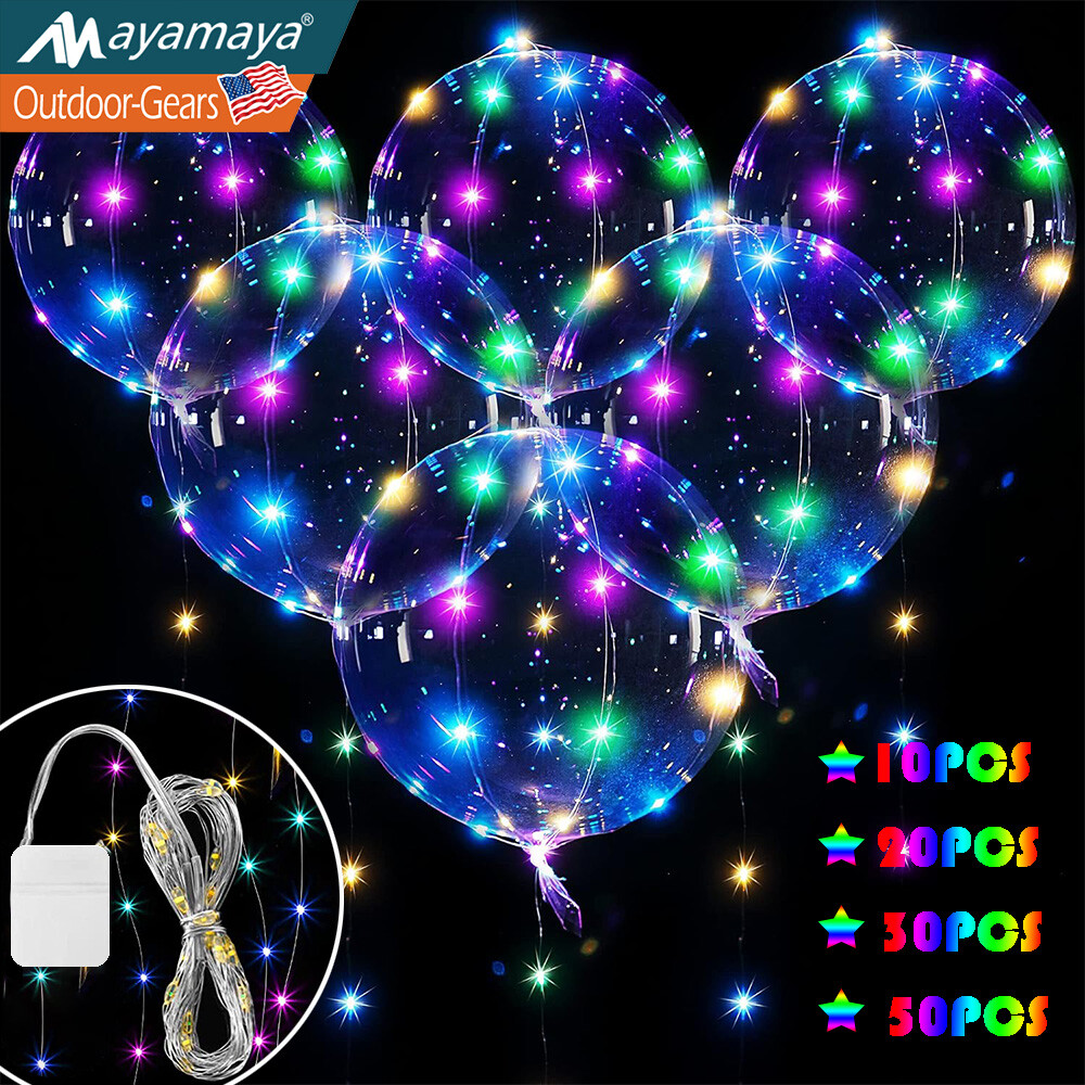 LED Light Up Bobo Balloons 20″ with String Lights for Halloween Christmas Party