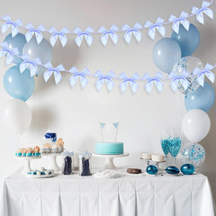 2Pcs Bow Garland Banner, Ribbon Bow Party Decorations for Baby Shower Girls Bow