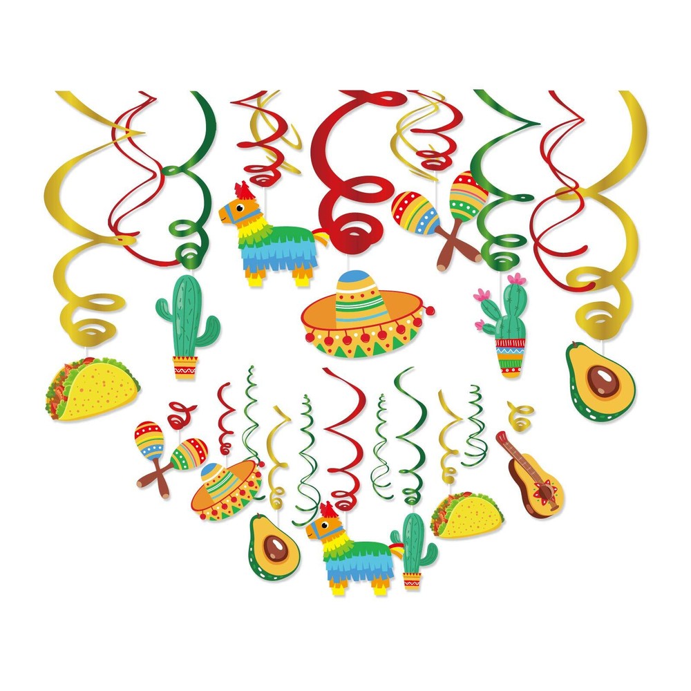 30Ct Mexican Fiesta Party Decorations Mexican Hanging Swirl Decorations Cinco…