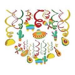 30Ct Mexican Fiesta Party Decorations Mexican Hanging Swirl Decorations Cinco…