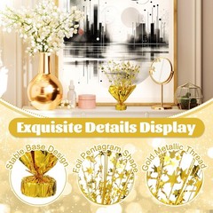 6 Pcs Gold Metallic Star Table Decorations – Foil Spray Centerpieces for Parties
