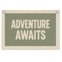 Adventure Nursery Decor, Adventure Awaits Wall Hanging Canvas Banner, Sage Gr…