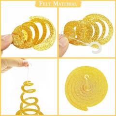 36 Pcs Blue Gold Hanging Swirl Decorations Royal Blue Glitter Gold Beige Felt Sw
