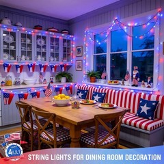 91.5ft Connectable Patriotic Lights – Outdoor Waterproof