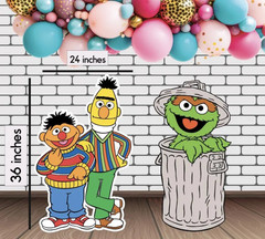 Elmo and friends cutouts, stand include, cardboard material, diferent size