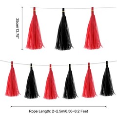 20Pcs Black,Red Tassel Garland Banner with Rope