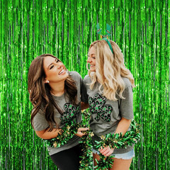 3.2 ft x 9.8 ft Metallic Tinsel Foil Fringe Curtains Party Photo Backdrop Party