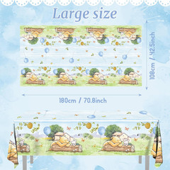 3PCS Blue Winnie Bear Baby Shower Tablecloths, Bear Baby Shower Winnie Bear Tabl
