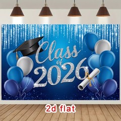 Party Backdrop 2D Flat Banner 2026 Graduation Cap Diploma Balloons Backdrop ☋