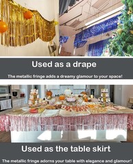 3 Pack Total 30 Silver Feet Foil Fringe Garland Metallic Wall Hanging Drapes