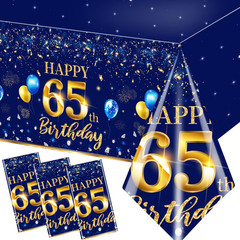 65th Birthday Decorations Men-3 Pcs Happy Birthday Tablecloths Happy Birthday Pa
