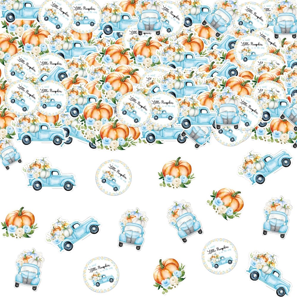 Blue Little Pumpkin Confetti Party Table Decorations Fall Autumn Shower 100 PCS