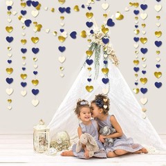 52Ft Valentines Day Party Decorations Navy Blue Gold Love Heart Garland Royal…