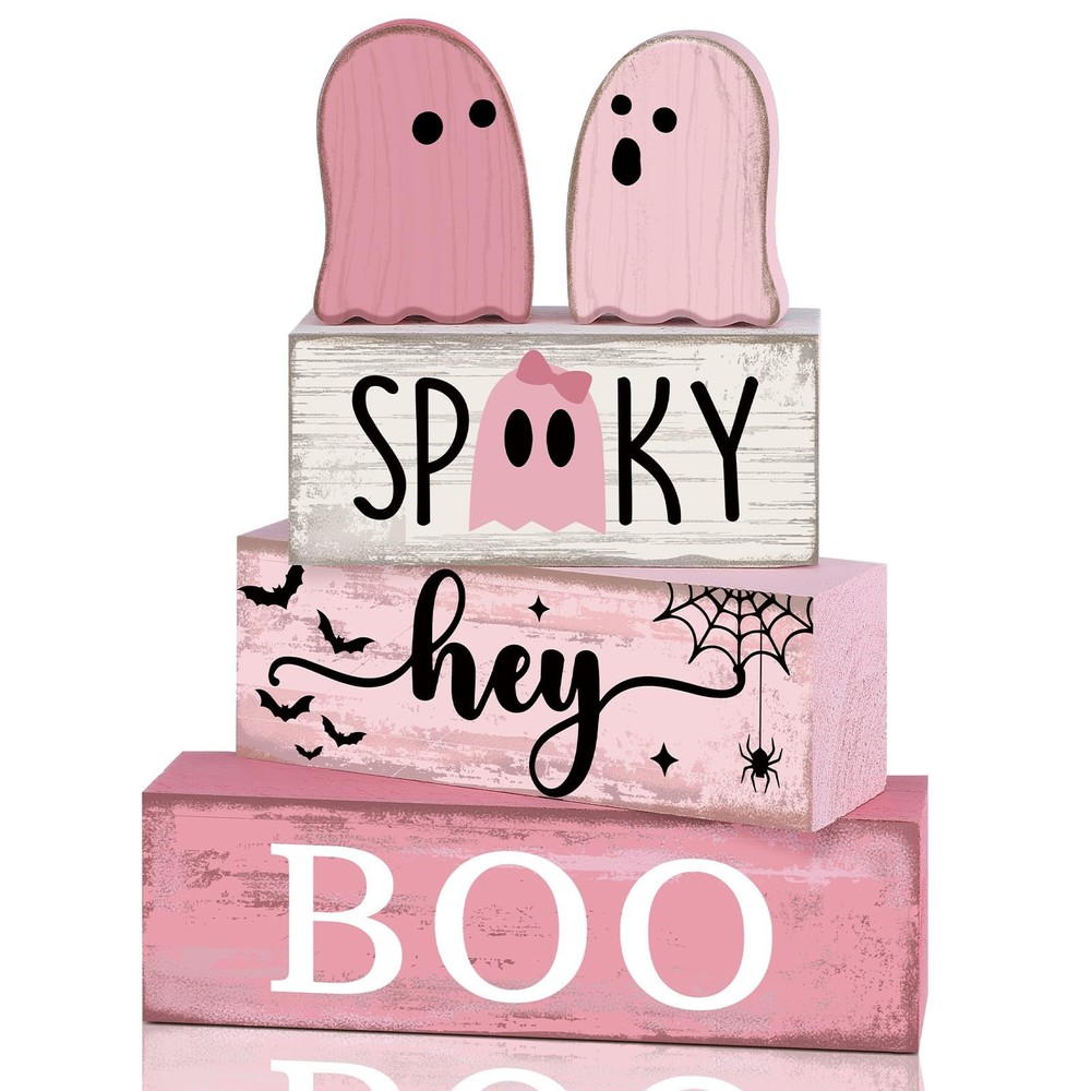 Lineshading 4 Pcs Pink Halloween Decor Ghost Table Decorations Halloween Tie…