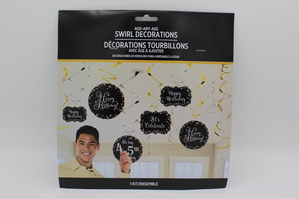 ADD ANY AGE SWIRL HAPPY BIRTHDAY DECORATIONS C447CH