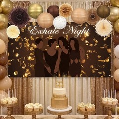 14 PCS Exhale Party Brown Decorations Theme Set Paper Honeycomb Lantern Fan